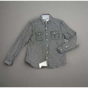 True Grit Button Up Lined Flannel Shirt Shacket Gingham Micro Check Mens Medium